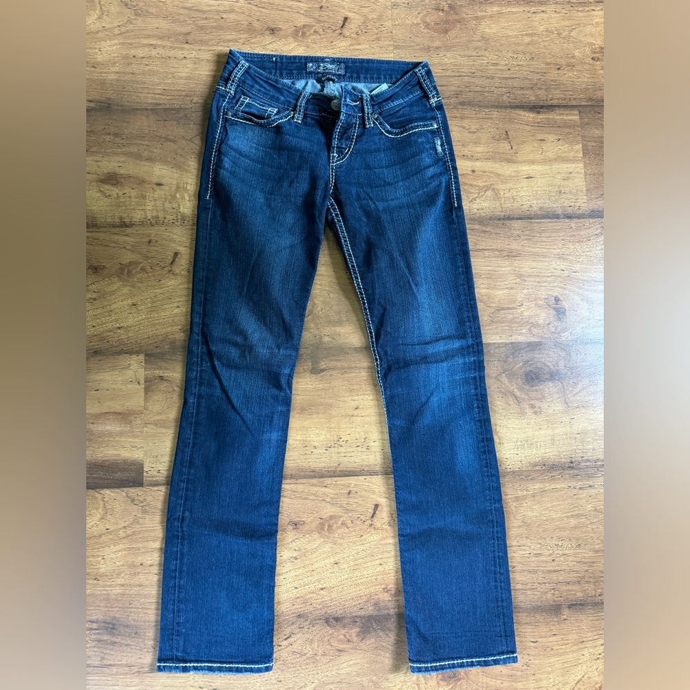 Silver Straight-Leg Jeans